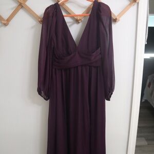 Enchant My Love Dark Purple V-Neck Long Sleeve Maxi Dress